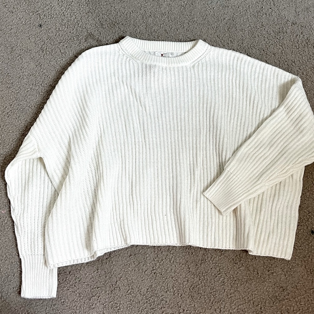 Cropped white sweater